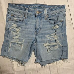 American Eagle Outfitters Light Blue Distressed Denim Shorts. Size 2.